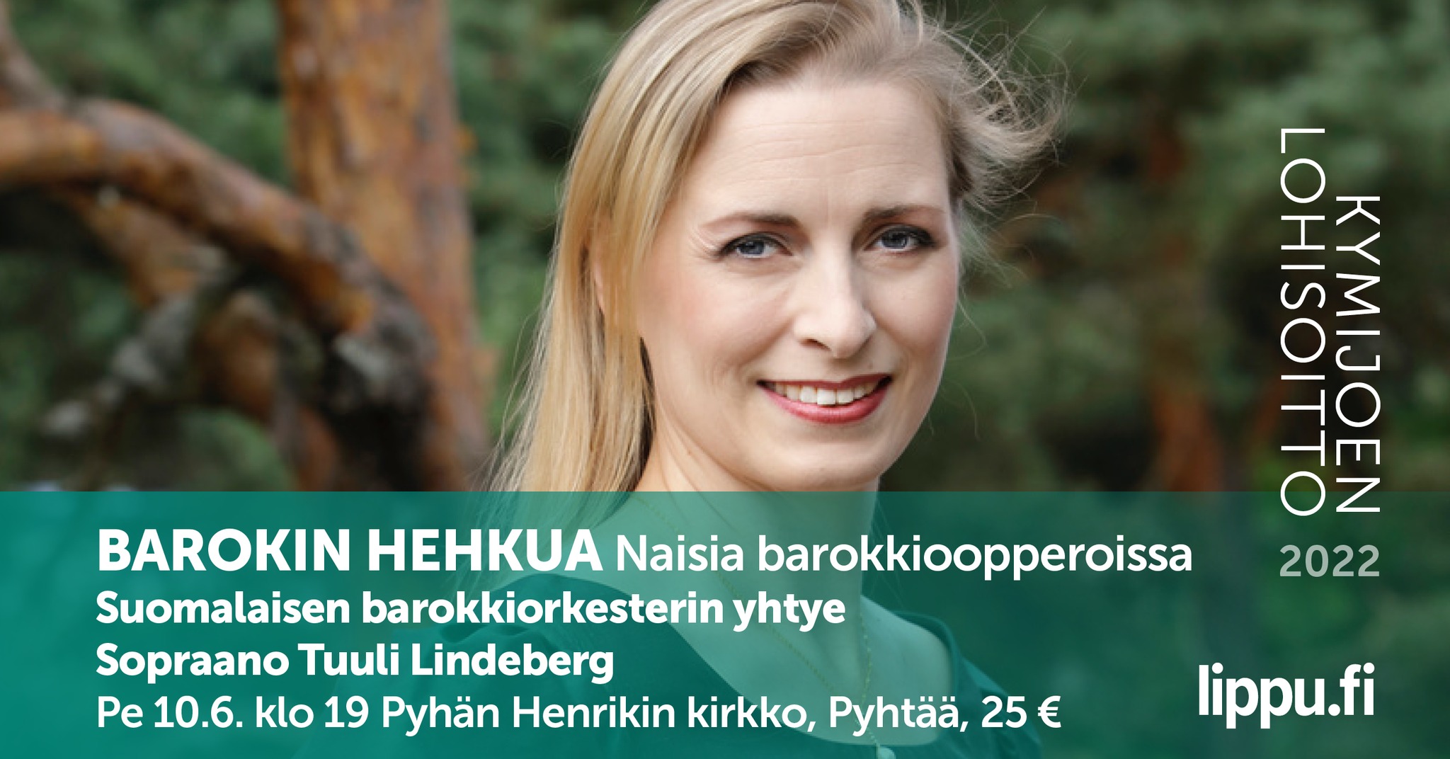 Kuva, jossa Tuuli Lindeberg ja tiedot konsertista